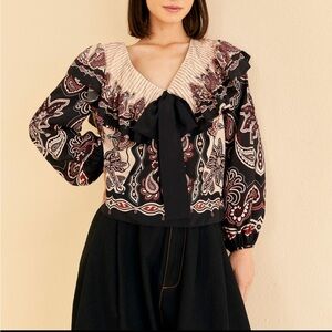 Farm Rio Black and Cream Top